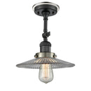 Halophane Semi-Flush Mount shown in the Matte Black finish with a Clear Halophane shade