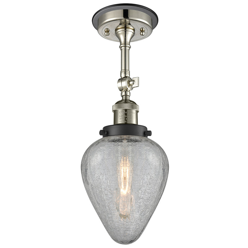 Geneseo Semi-Flush Mount shown in the Polished Nickel finish with a Clear Crackled shade