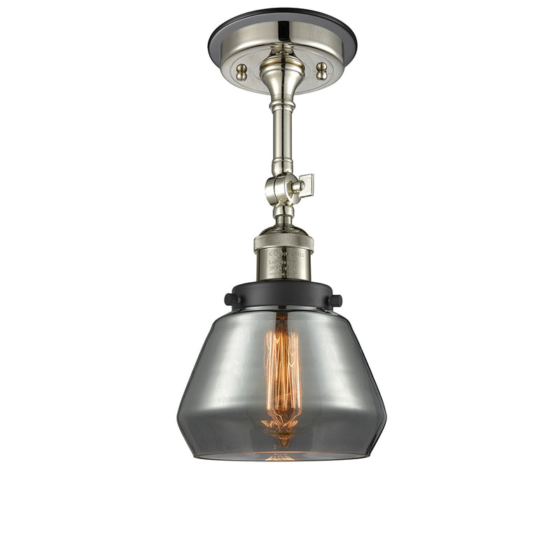 Fulton Semi-Flush Mount shown in the Polished Nickel finish with a Plated Smoke shade