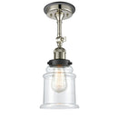 Canton Semi-Flush Mount shown in the Polished Nickel finish with a Clear shade