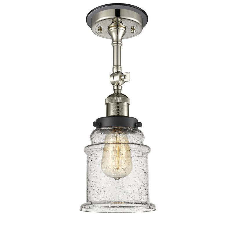 Canton Semi-Flush Mount shown in the Polished Nickel finish with a Seedy shade