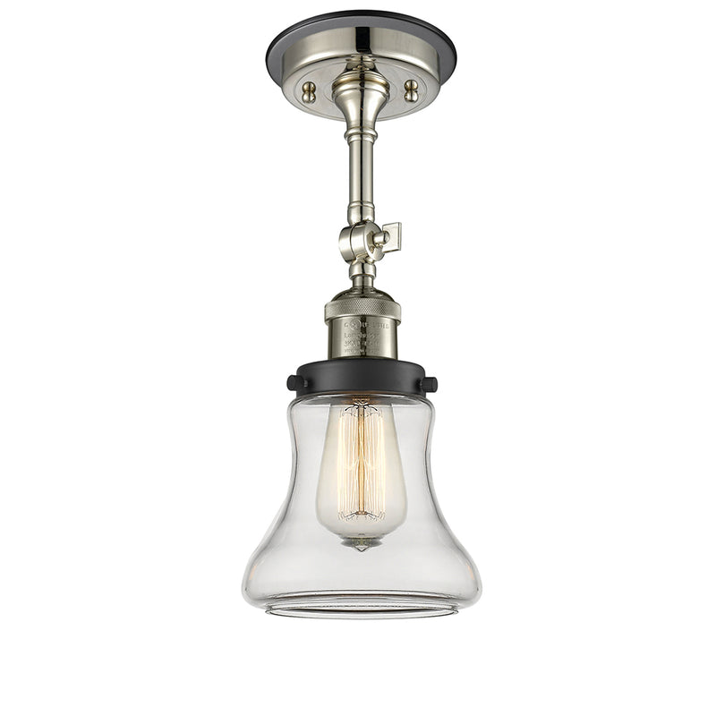 Bellmont Semi-Flush Mount shown in the Polished Nickel finish with a Clear shade