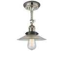 Halophane Semi-Flush Mount shown in the Polished Nickel finish with a Clear Halophane shade