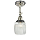 Colton Semi-Flush Mount shown in the Polished Nickel finish with a Clear Halophane shade