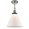 Cone Semi-Flush Mount shown in the Polished Nickel finish with a Matte White shade