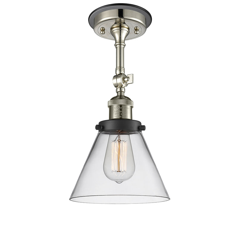 Cone Semi-Flush Mount shown in the Polished Nickel finish with a Clear shade