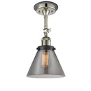 Cone Semi-Flush Mount shown in the Polished Nickel finish with a Plated Smoke shade