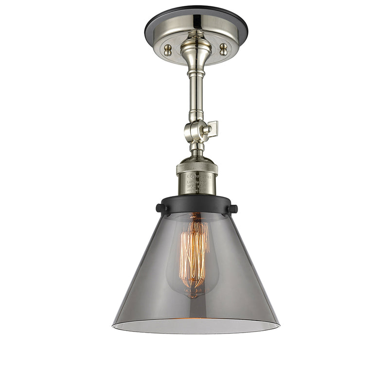 Cone Semi-Flush Mount shown in the Polished Nickel finish with a Plated Smoke shade