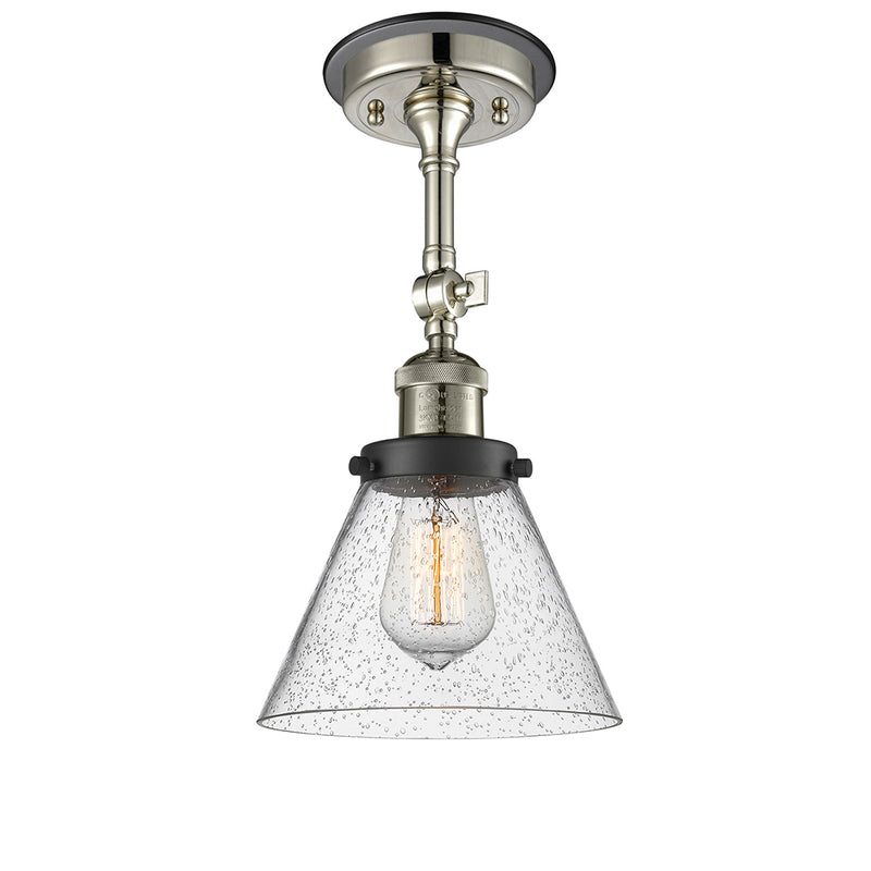 Cone Semi-Flush Mount shown in the Polished Nickel finish with a Seedy shade