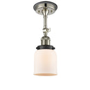 Bell Semi-Flush Mount shown in the Polished Nickel finish with a Matte White shade