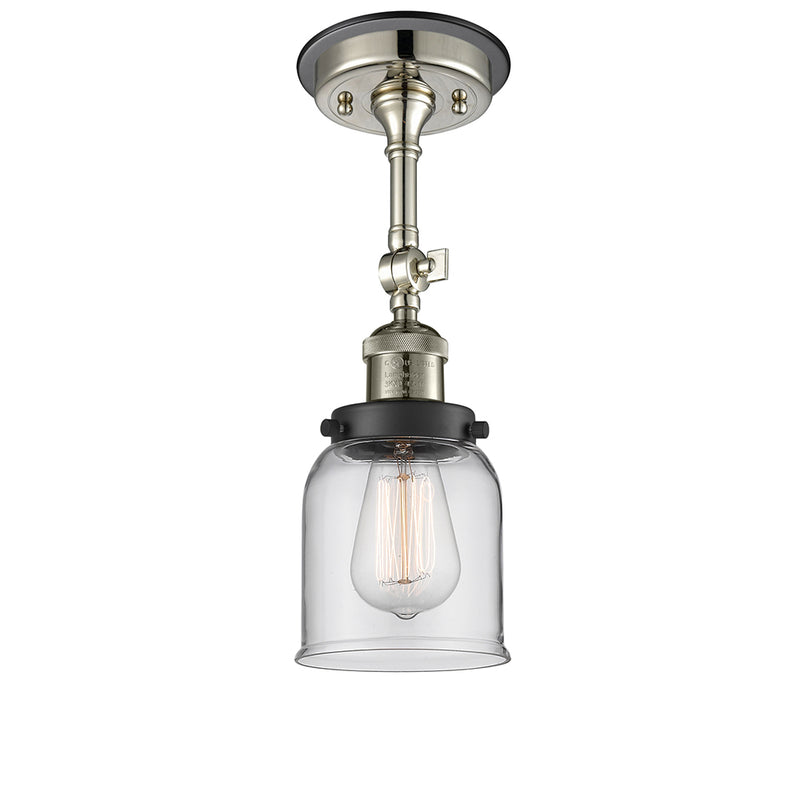 Bell Semi-Flush Mount shown in the Polished Nickel finish with a Clear shade