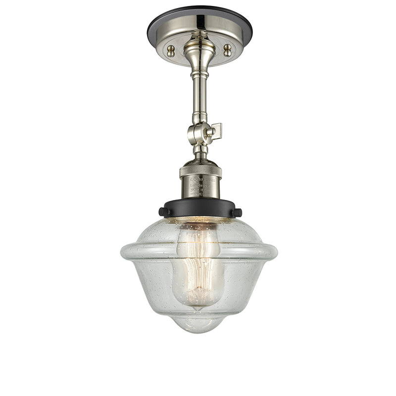 Oxford Semi-Flush Mount shown in the Polished Nickel finish with a Seedy shade