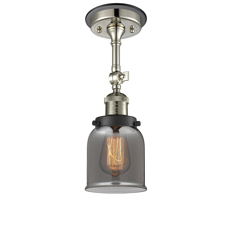 Bell Semi-Flush Mount shown in the Polished Nickel finish with a Plated Smoke shade