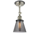 Cone Semi-Flush Mount shown in the Polished Nickel finish with a Plated Smoke shade