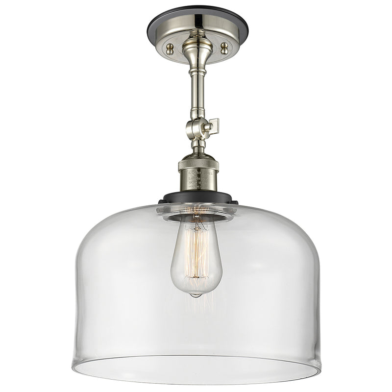 Bell Semi-Flush Mount shown in the Polished Nickel finish with a Clear shade