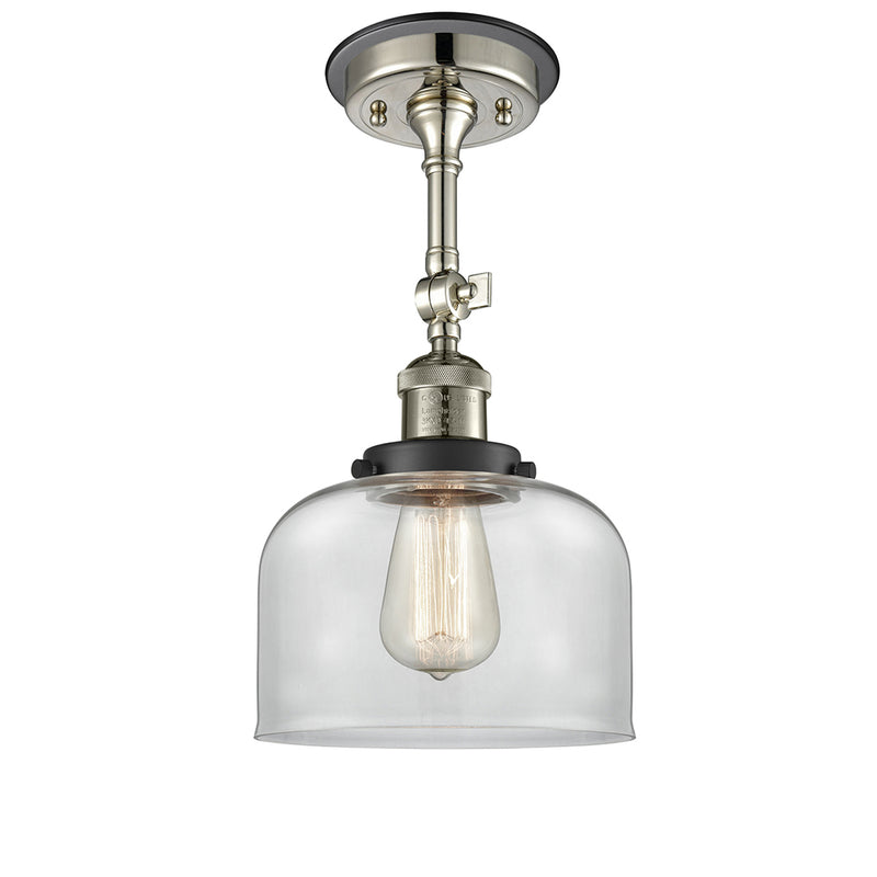 Bell Semi-Flush Mount shown in the Polished Nickel finish with a Clear shade