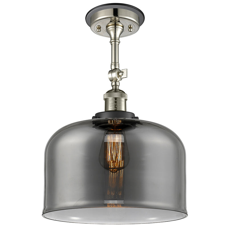 Bell Semi-Flush Mount shown in the Polished Nickel finish with a Plated Smoke shade