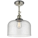 Bell Semi-Flush Mount shown in the Polished Nickel finish with a Seedy shade