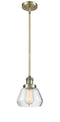 Innovations Lighting Fulton 1-100 watt 7 inch Antique Brass Mini Pendant with Clear glass and Solid Brass Hang Straight Swivel 201SABG172