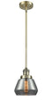 Innovations Lighting Fulton 1-100 watt 7 inch Antique Brass Mini Pendant with Smoked glass and Solid Brass Hang Straight Swivel 201SABG173