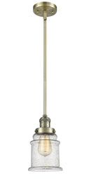 Innovations Lighting Canton 1-100 watt 6.5 inch Antique Brass Mini Pendant with Seedy glass and Solid Brass Hang Straight Swivel 201SABG184