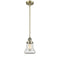 Bellmont Mini Pendant shown in the Antique Brass finish with a Clear shade