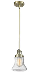 Innovations Lighting Bellmont 1-100 watt 6.5 inch Antique Brass Mini Pendant with Seedy glass and Solid Brass Hang Straight Swivel 201SABG194