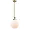 Beacon Mini Pendant shown in the Antique Brass finish with a Matte White shade