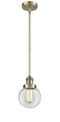 Innovations Lighting Beacon 1-100 watt 6 inch Antique Brass Mini Pendant with Clear glass and Solid Brass Hang Straight Swivel 201SABG2026