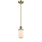 Dover Mini Pendant shown in the Antique Brass finish with a Matte White shade