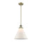 Cone Mini Pendant shown in the Antique Brass finish with a Matte White shade