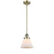 Cone Mini Pendant shown in the Antique Brass finish with a Matte White shade