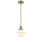 Oxford Mini Pendant shown in the Antique Brass finish with a Matte White shade