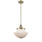 Oxford Mini Pendant shown in the Antique Brass finish with a Matte White shade