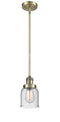 Innovations Lighting Small Bell 1-100 watt 5 inch Antique Brass Mini Pendant with Seedy glass and Solid Brass Hang Straight Swivel 201SABG54