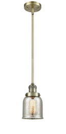 Innovations Lighting Small Bell 1-100 watt 5 inch Antique Brass Mini Pendant with Silver Plated Mercury glass and Solid Brass Hang Straight Swivel 201SABG58