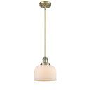 Bell Mini Pendant shown in the Antique Brass finish with a Matte White shade