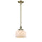 Bell Mini Pendant shown in the Antique Brass finish with a Matte White shade