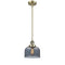 Bell Mini Pendant shown in the Antique Brass finish with a Plated Smoke shade