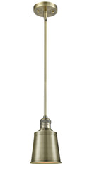 Innovations Lighting Addison 1-100 watt 5 inch Antique Brass Mini Pendant with Brushed Brass Addison shades and Solid Brass Hang Straight Swivel 201SABM9AB