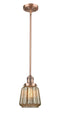 Innovations Lighting Chatham 1-100 watt 6 inch Antique Copper Mini Pendant with Mercury Fluted glass and Solid Brass Hang Straight Swivel 201SACG146