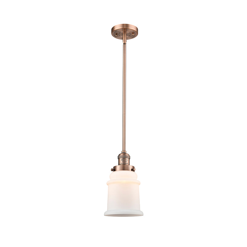 Canton Mini Pendant shown in the Antique Copper finish with a Matte White shade