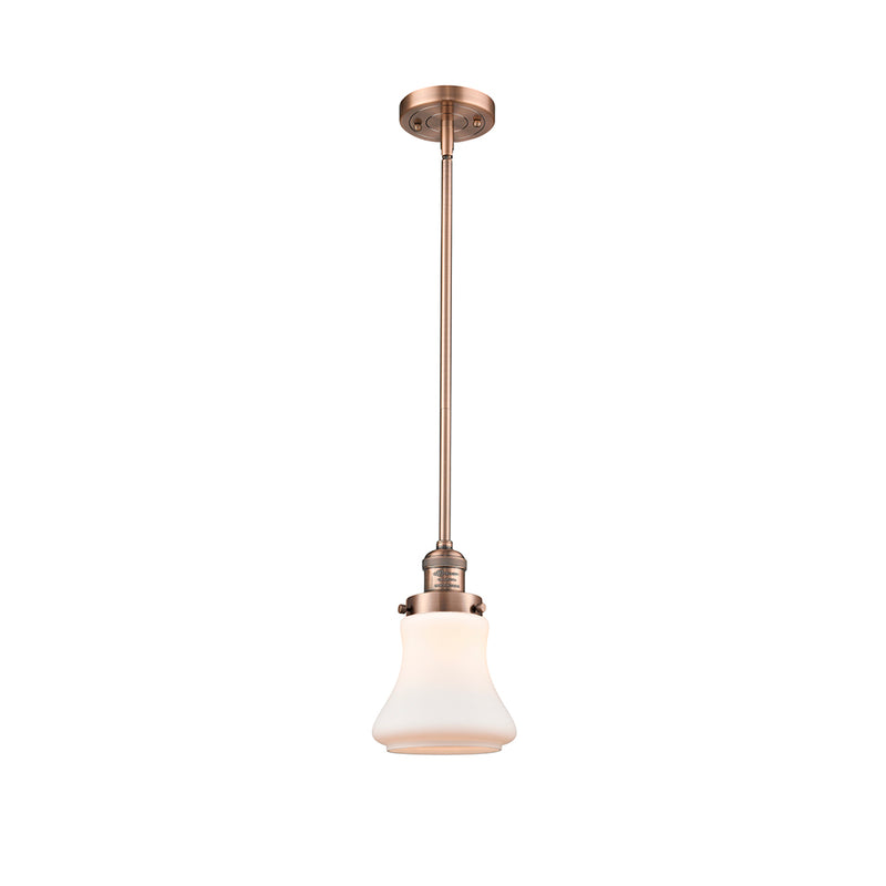 Bellmont Mini Pendant shown in the Antique Copper finish with a Matte White shade