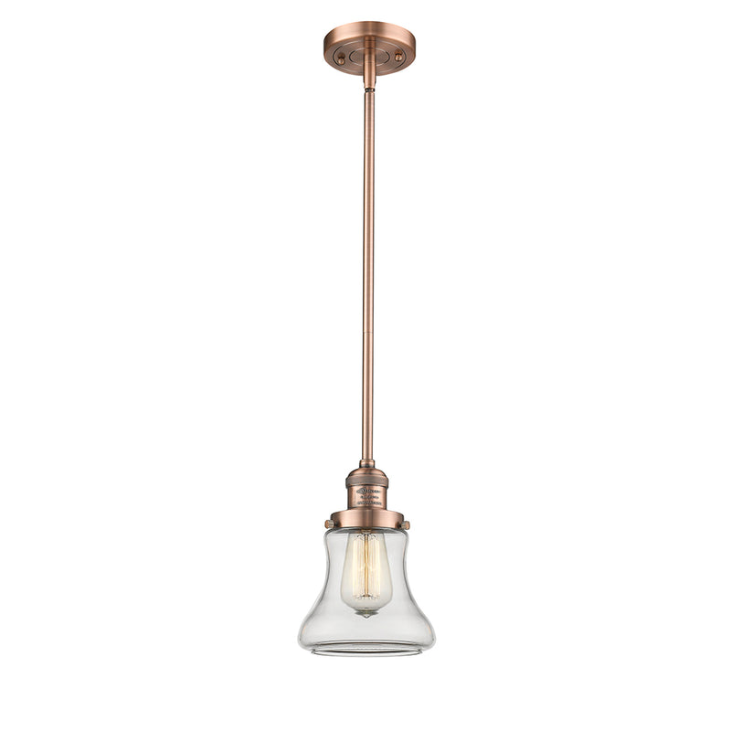 Bellmont Mini Pendant shown in the Antique Copper finish with a Clear shade