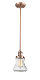 Innovations Lighting Bellmont 1-100 watt 6.5 inch Antique Copper Mini Pendant with Seedy glass and Solid Brass Hang Straight Swivel 201SACG194