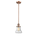 Bellmont Mini Pendant shown in the Antique Copper finish with a Seedy shade