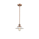 Halophane Mini Pendant shown in the Antique Copper finish with a Matte White Halophane shade