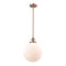 Beacon Mini Pendant shown in the Antique Copper finish with a Matte White shade