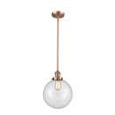 Beacon Mini Pendant shown in the Antique Copper finish with a Clear shade