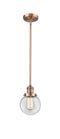 Innovations Lighting Beacon 1-100 watt 6 inch Antique Copper Mini Pendant with Clear glass and Solid Brass Hang Straight Swivel 201SACG2026